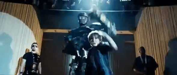 boy and robot dancing