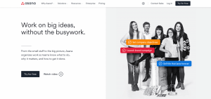 asana homepage 2021