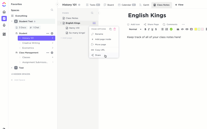 Sharing ClickUp Docs with Public or Private Link