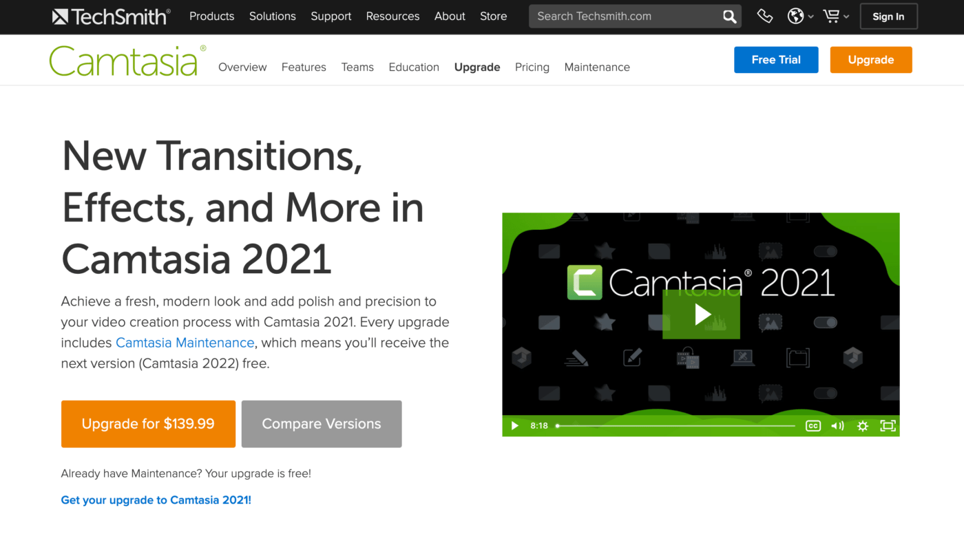 Camtasia home page