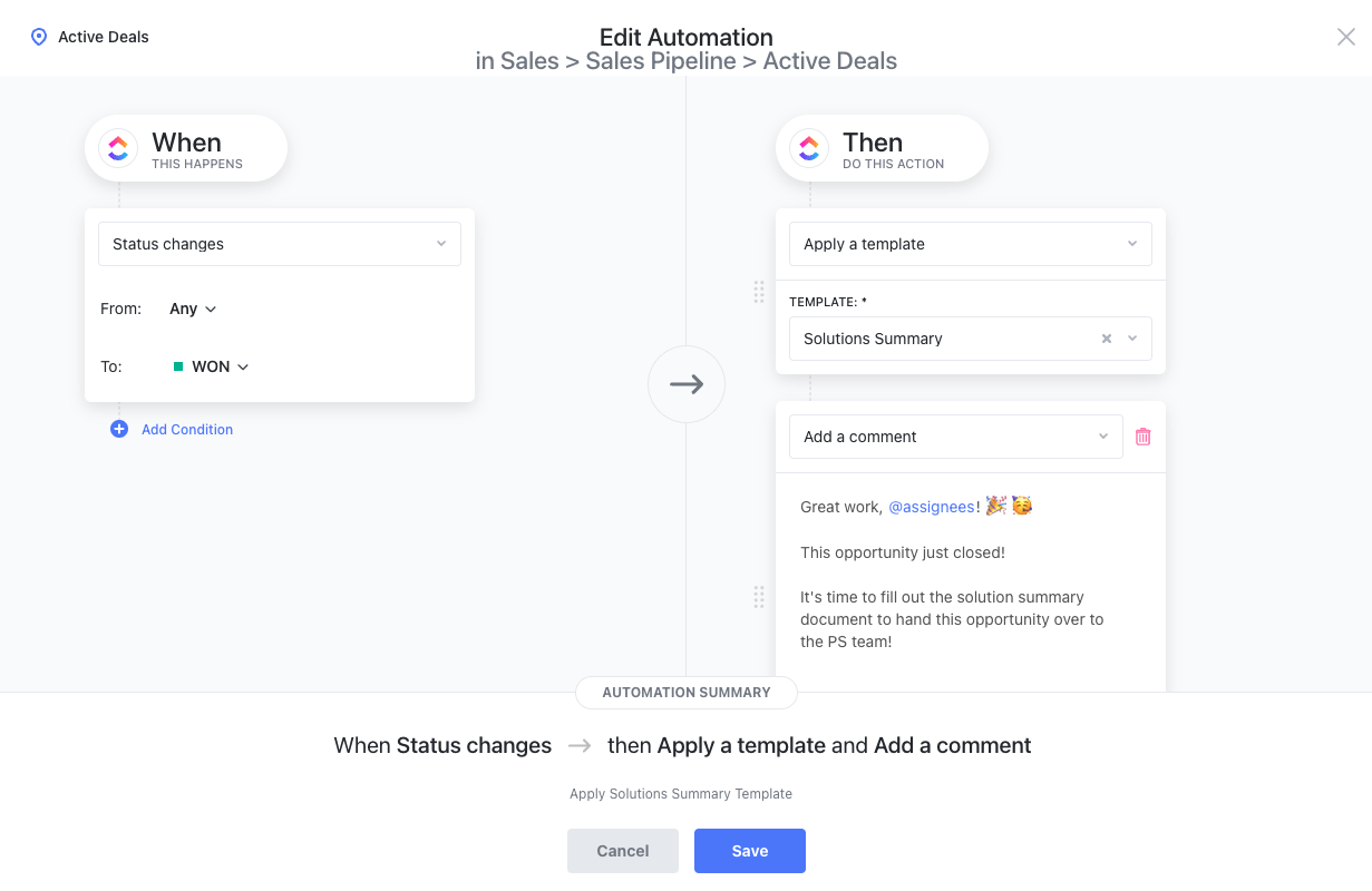 Organizing ClickUp's Active Deals 