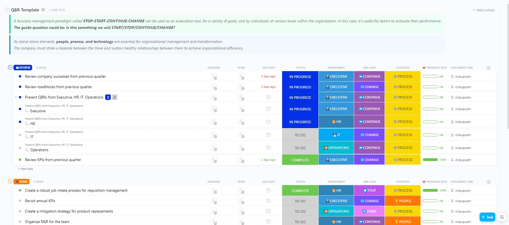 ClickUp QBR Template