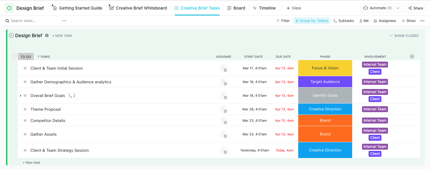 Design Brief Template by ClickUp