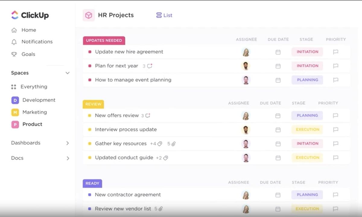 ClickUp HR Projects