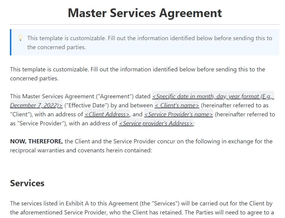 ClickUp Master Services Agreement Template
