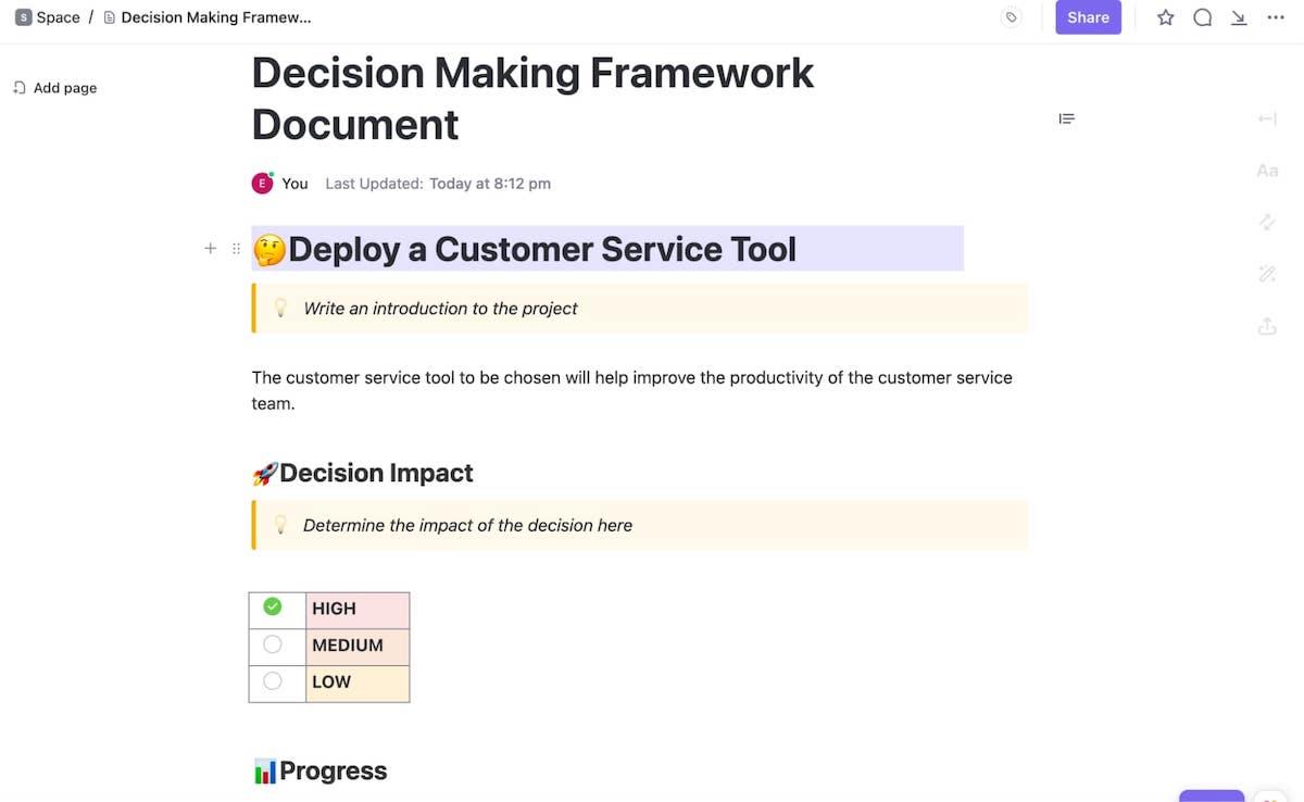 Decision Making Framework Document
