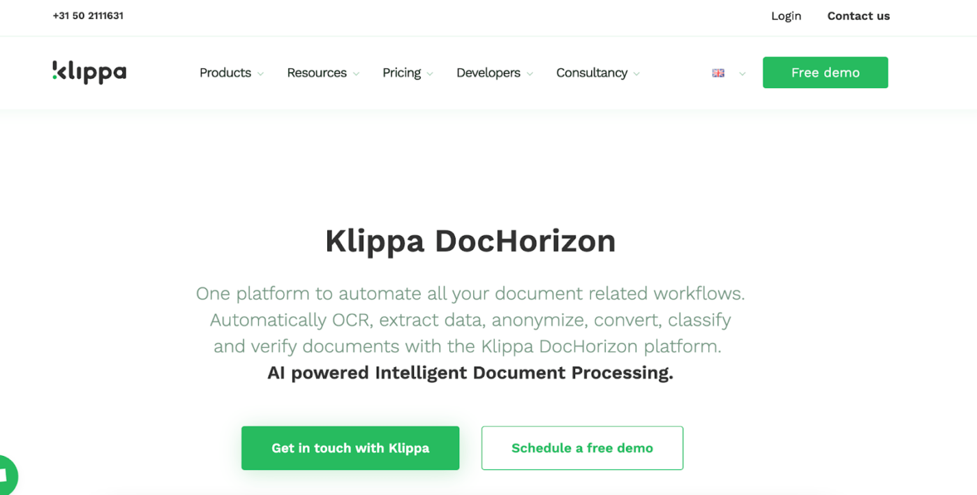 Klippa DocHorizon Dashboard