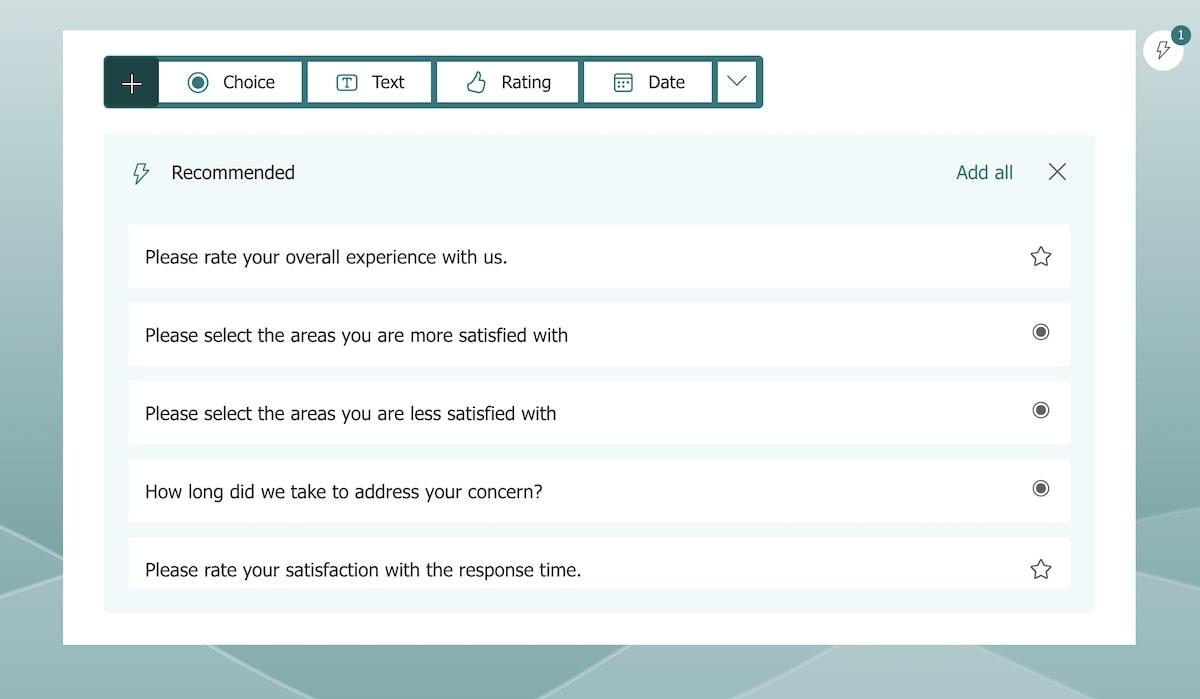 Microsoft Forms form building example