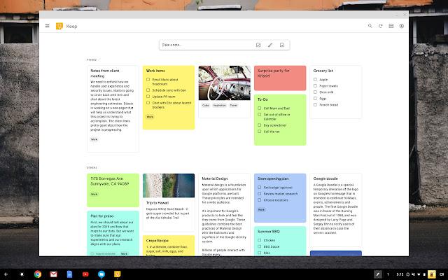 Google Keep Dashboard