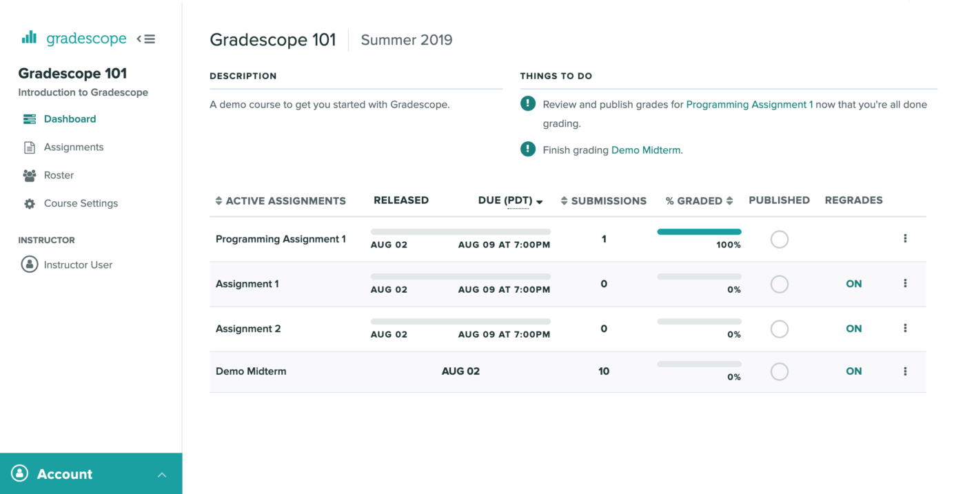 Gradescope Dashboard