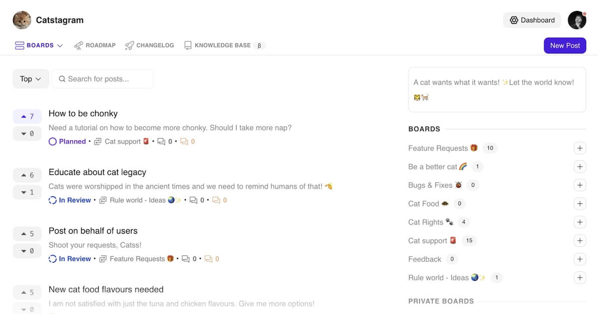 Canny alternatives: AlphaOS' voting board