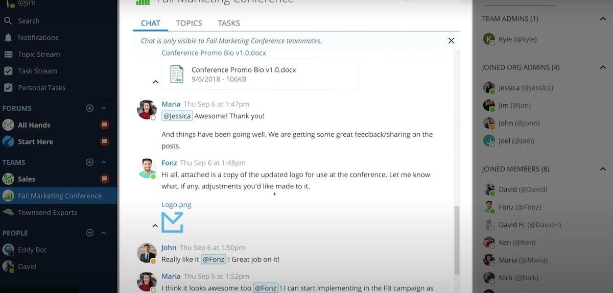 Ryver chat interface