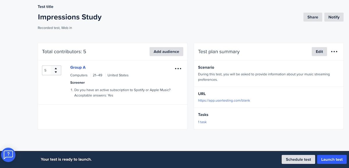 UserTesting's Impressions Study