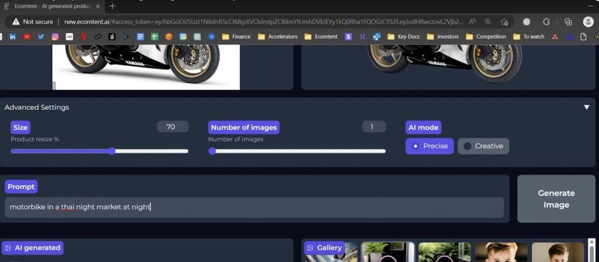 Generating an image in Ecomtent