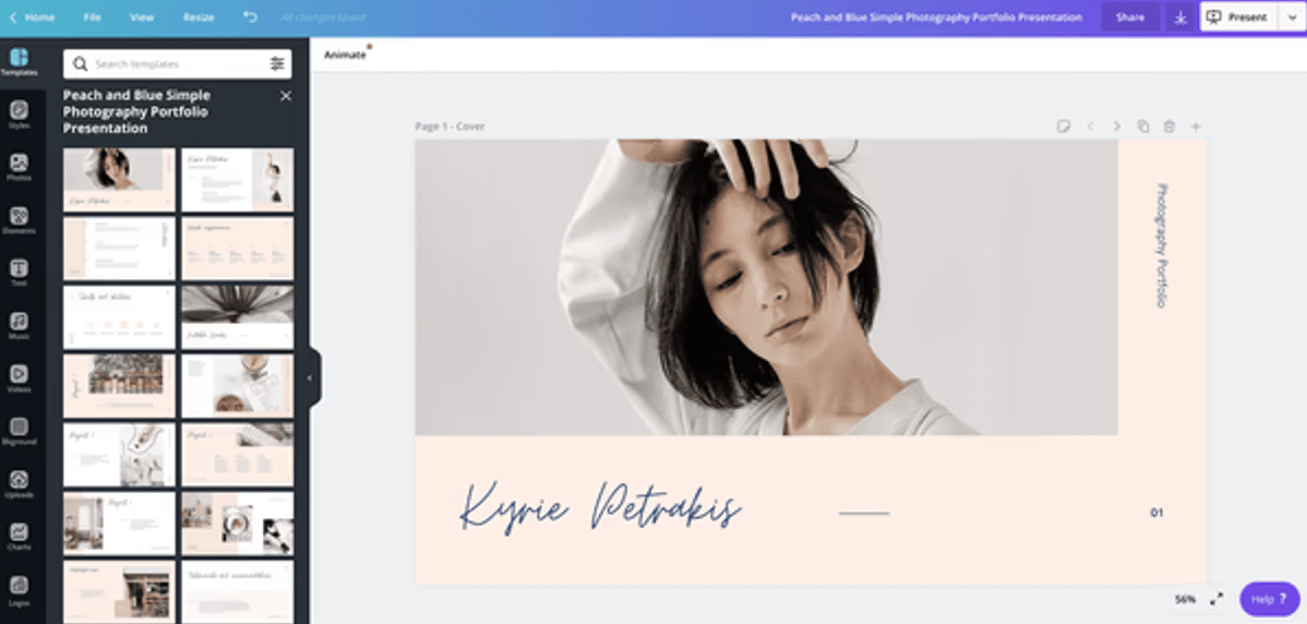 Library of templates in Canva