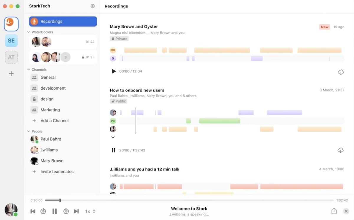 Zentask AI alternatives: Recordings list in Stork