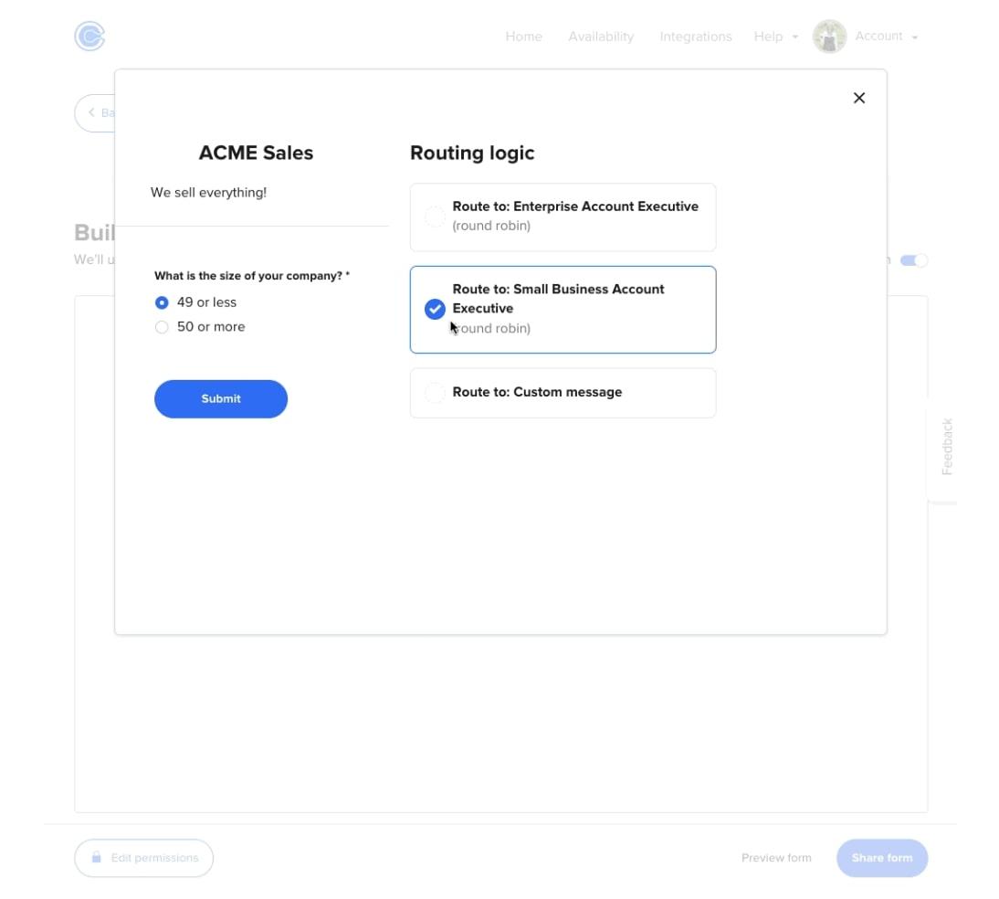 Calendly review: Calendly’s routing form