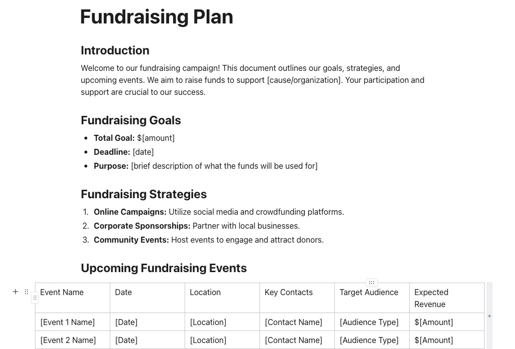 ClickUp Fundraising Plan Template