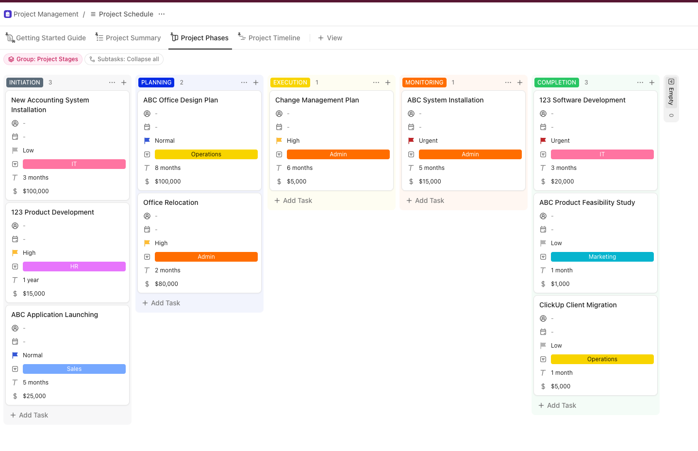 Use ClickUp's Project Schedule Template to hash out your project timelines with ease