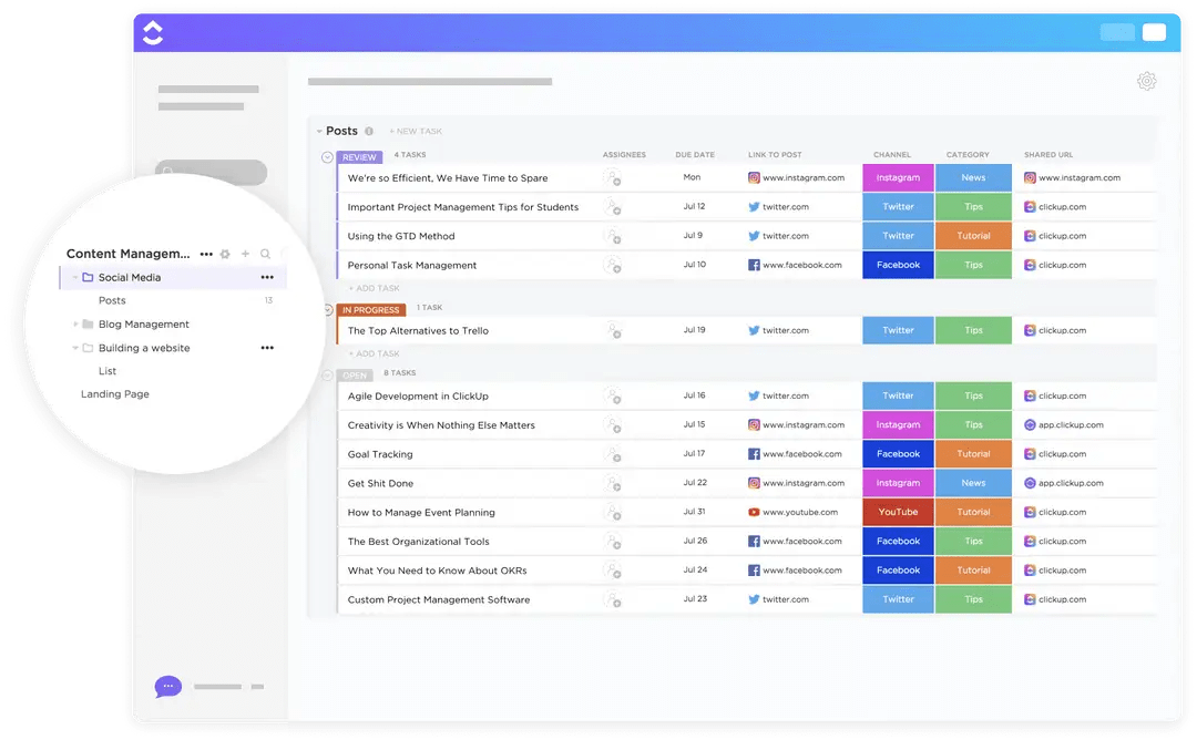 Use ClickUp Social Media Advanced Template to manage your social media in one place!