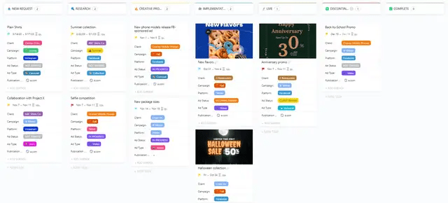 ClickUp's Advertisement Template is designed to help you manage the creation and execution of advertisements. 