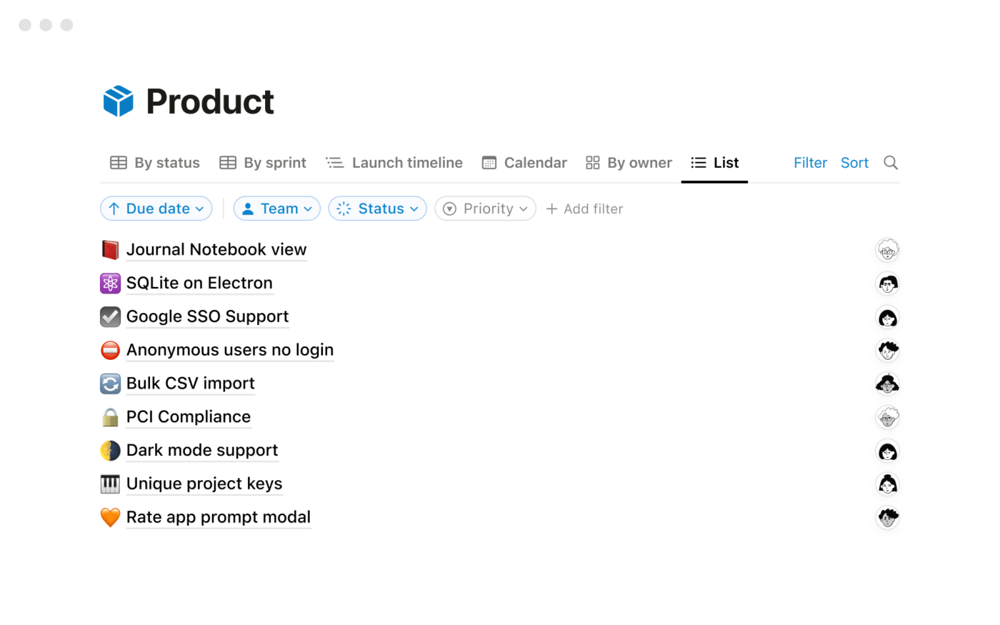 Notion’s task management dashboard 