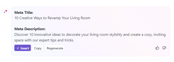 Generate meta titles and descriptions for your blog posts via ClickUp Brain