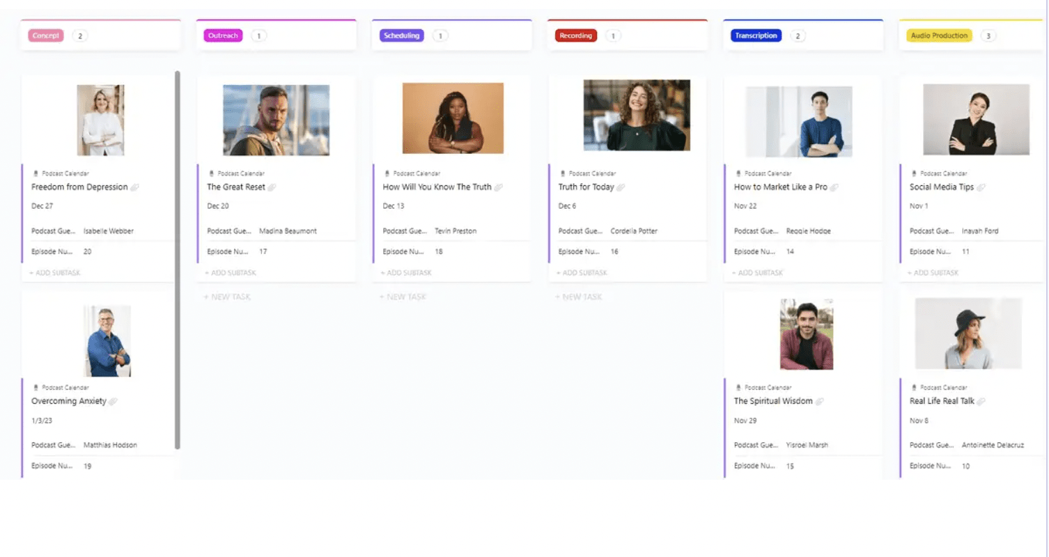 ClickUp Podcast Calendar Template