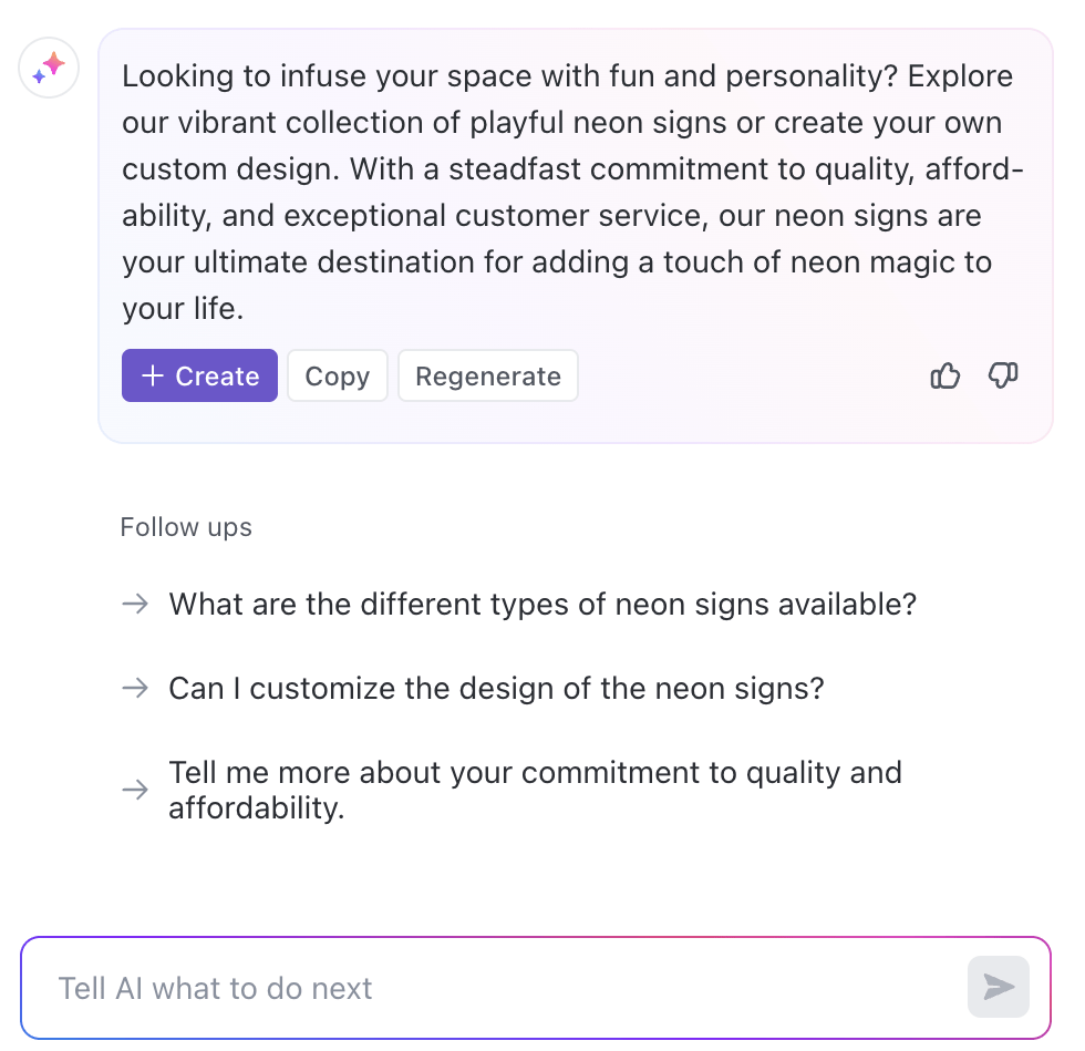 Refine your copy with ClickUp Brain