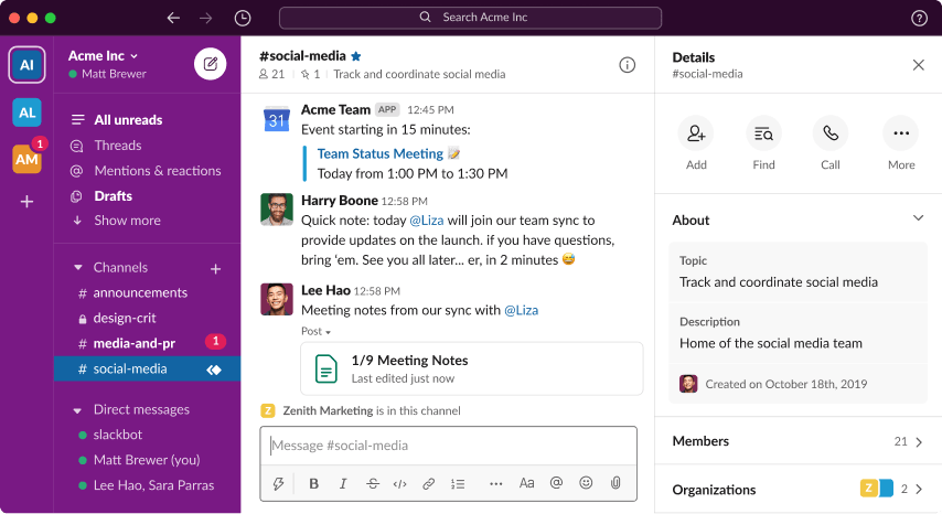Slack, one of the popular asynchronous communication tools