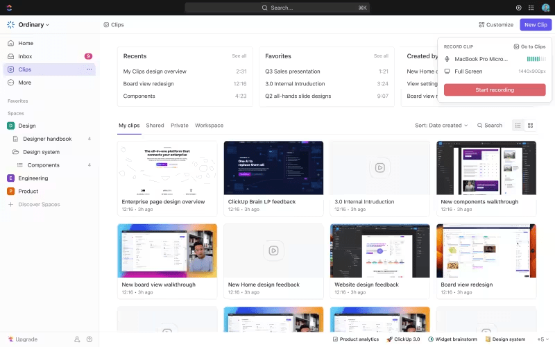 Communicate faster with ClickUp Clips and say goodbye to unnecessary meetings