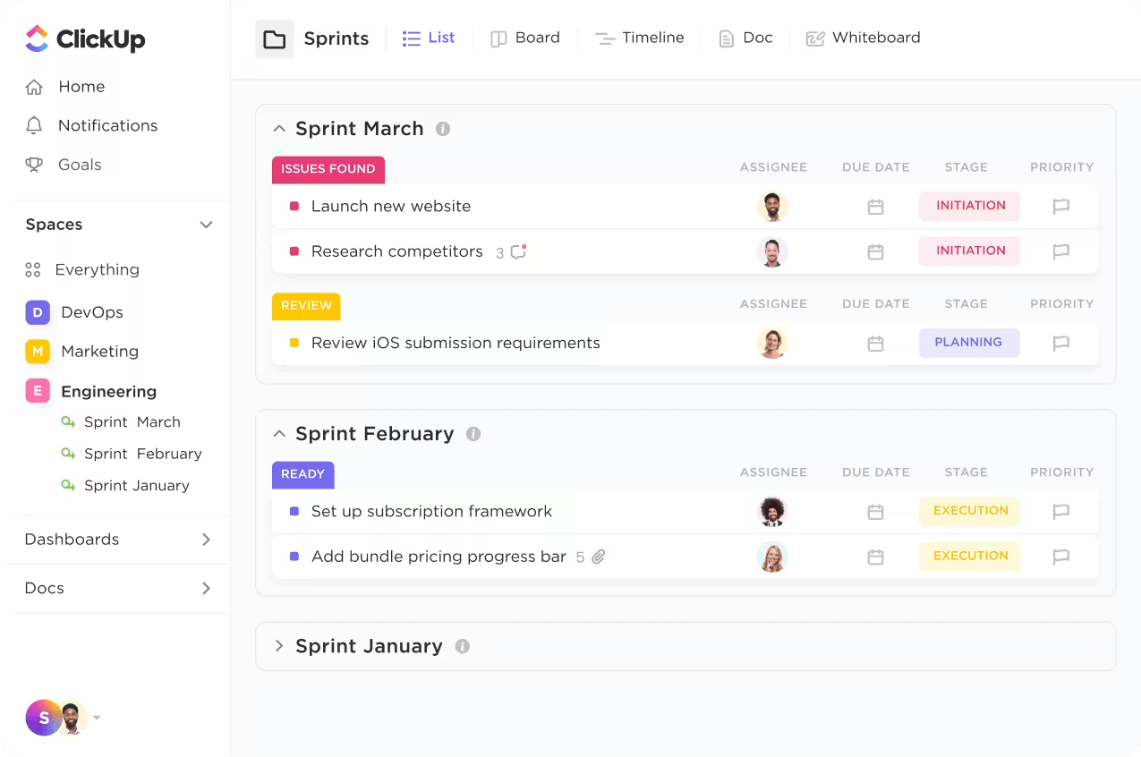 Sprint Planning in ClickUp is an example of timeboxing