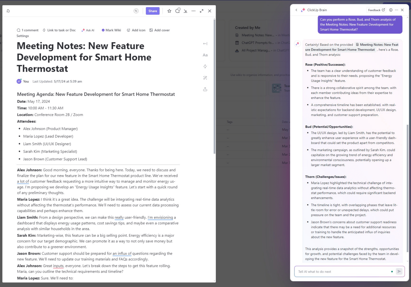 Meeting Notes with ClickUp Brain in ClickUp