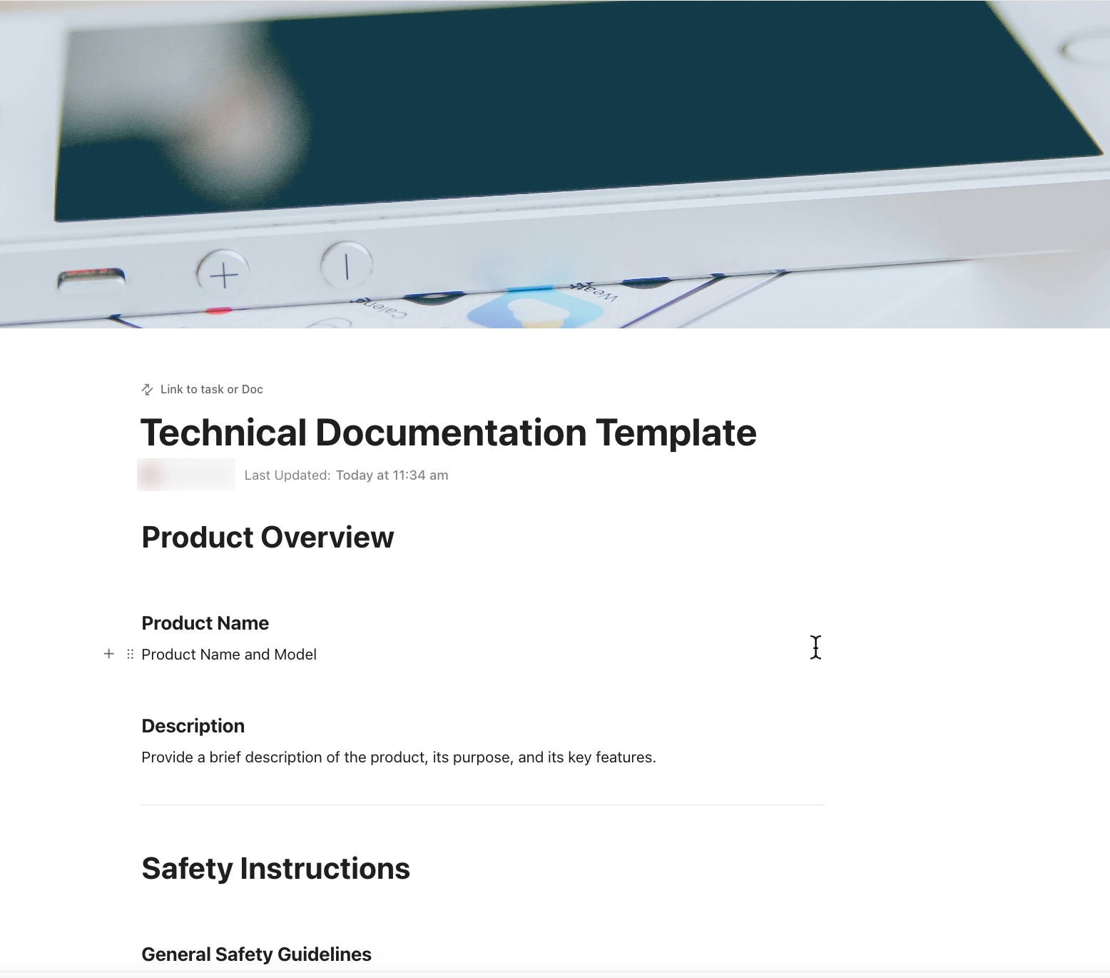 ClickUp Technical Documentation Template