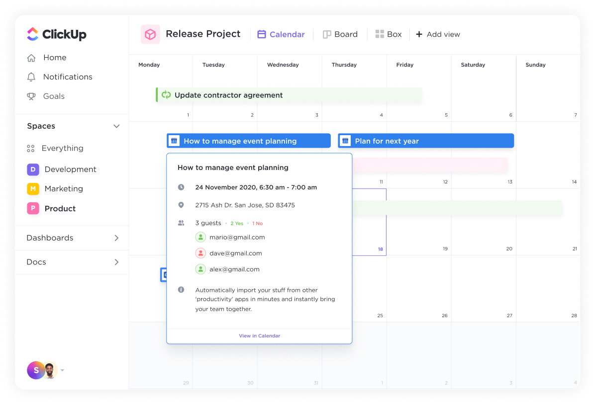 ClickUp Integration with Google Calendar