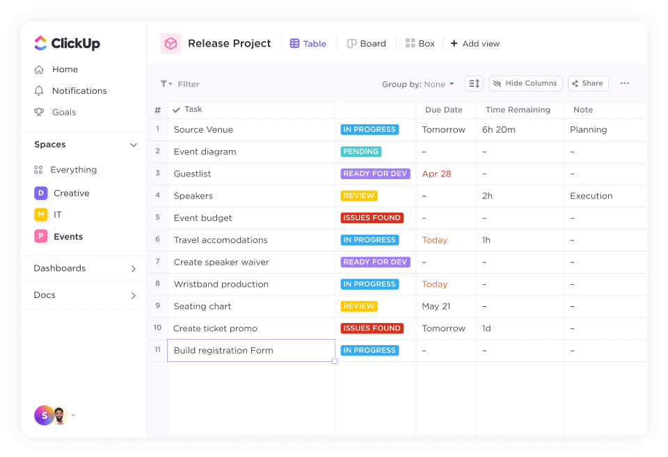Manage all the aspects of your event effortlessly with ClickUp’s Event Management Template