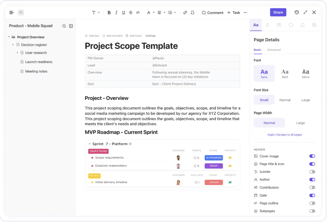 ClickUp Docs