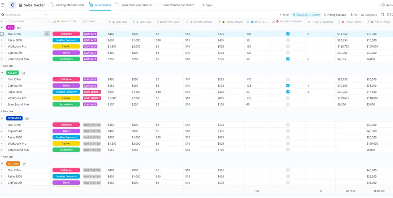 ClickUp Sales Tracker Template
