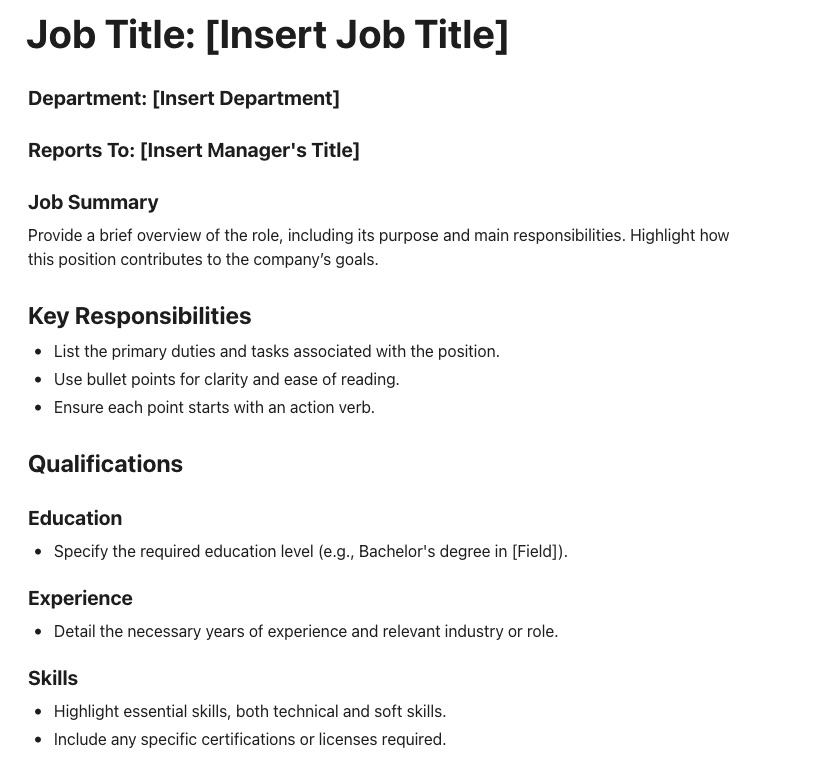 ClickUp Job Description Template