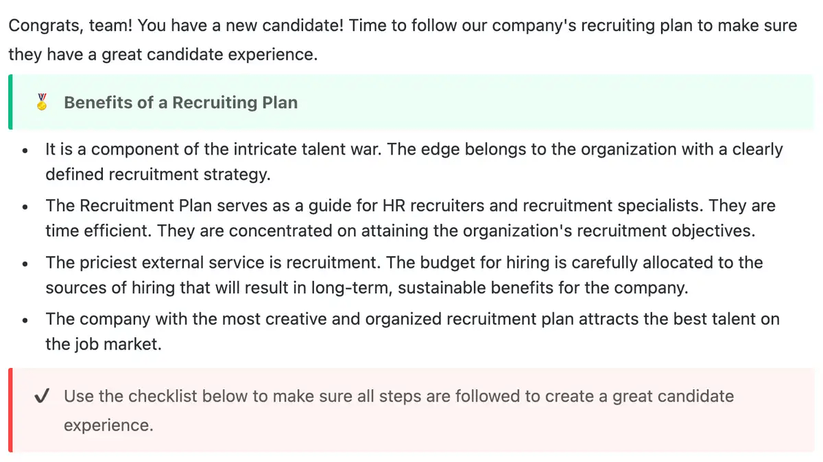 Ensure each candidate gets a consistent experience with the ClickUp Recruitment Action Plan Template