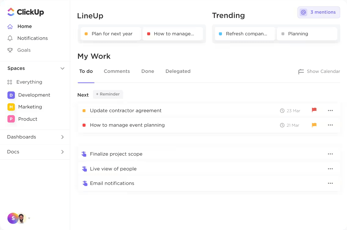 ClickUp Reminders: Goal Gradient Effect