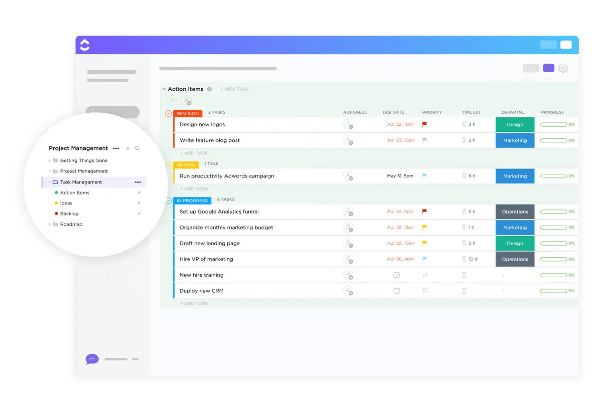 Organize and manage work and personal tasks in one place with the ClickUp Task Management Template