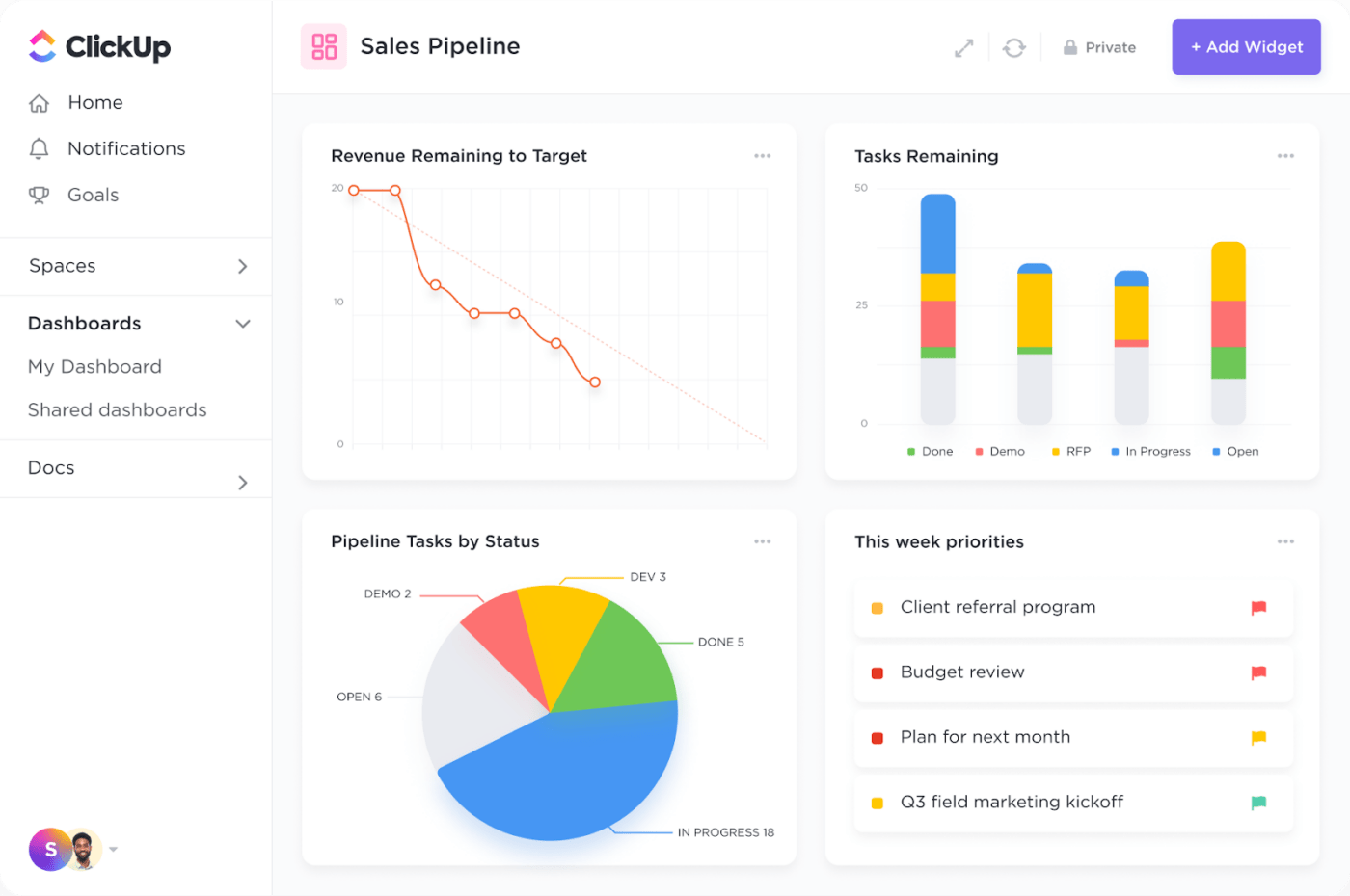 ClickUp’s CRM solution