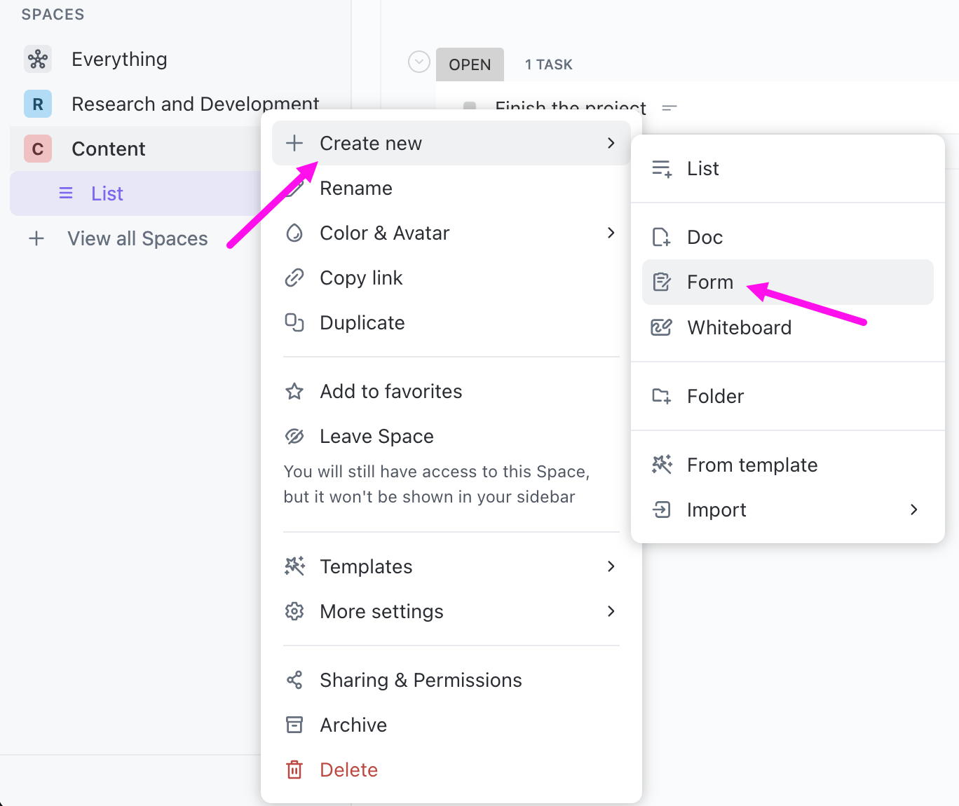 ClickUp’s Form view 