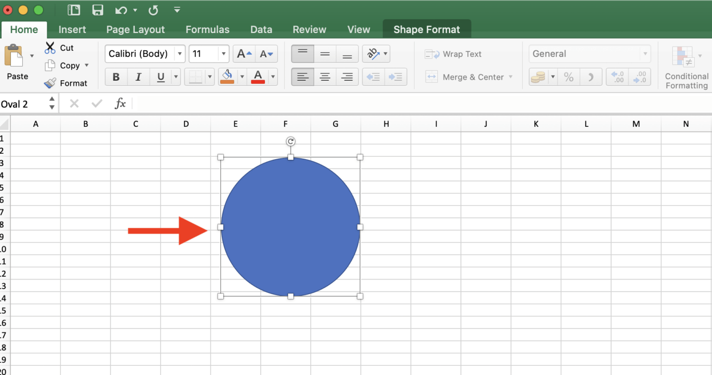 Drawing a circle in Microsoft Excel