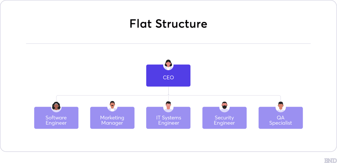 Flat or horizontal organizational structure