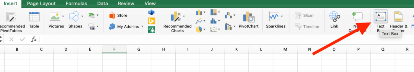 Inserting a 'Text Box' in Microsoft Excel