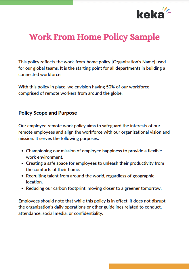 Keka company policy example