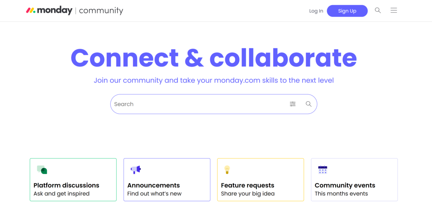 Monday community home page