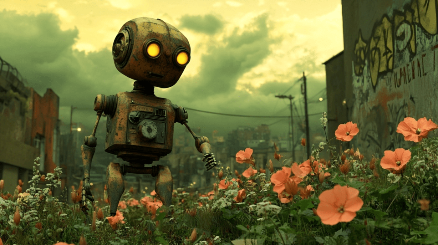 Post apocalyptic robots Ai art examples